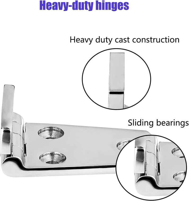 ODYSUNRAL Marine Boat Hatch Hinges Stainless Steel, 3 inch x 1.5 inch(76 x 38mm) 5 Holes, No Noise, Heavy Duty 316 Stainless Steel with Screws (2 PCS) - Image 4